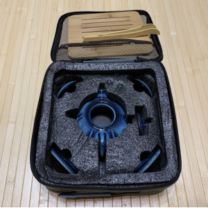 Гарний дорожній набір посуду для чайної церемонії синій. Photo 3